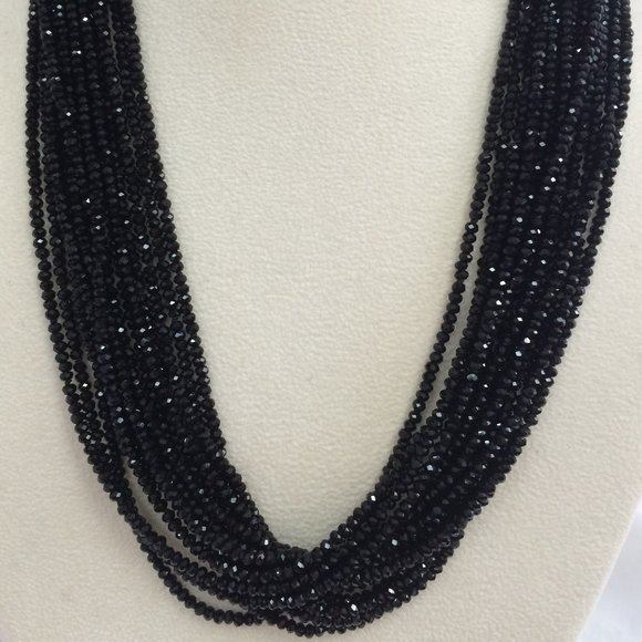 Genuine Black Agate/Onyx Multi Strand Necklace - Picture 1 of 3